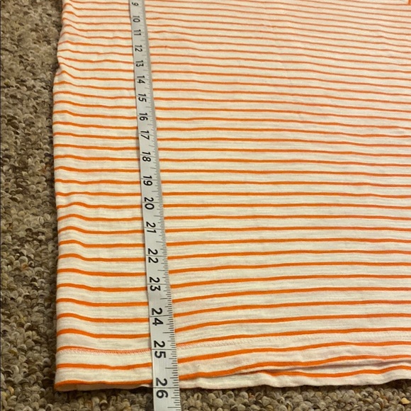 Banana Repuplic Women's Boat Neck Tee Striped Orange and White Top Sz M - Picture 6 of 9